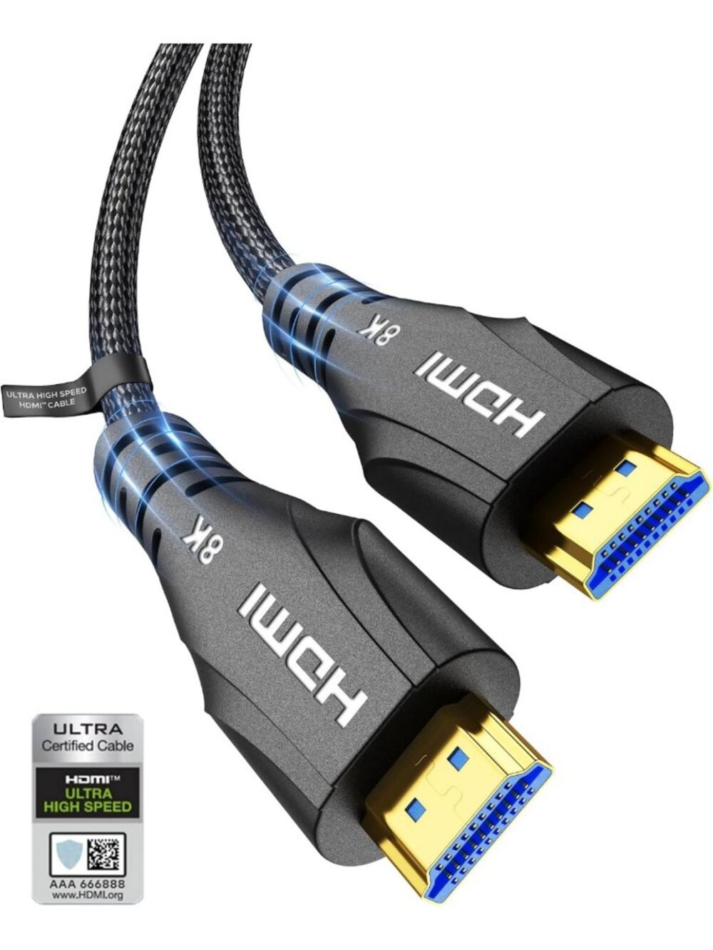 15FT Ultra High Speed HDMI Cable - 8K 60Hz, 4K 120Hz, Braided, eARC, 48Gbps